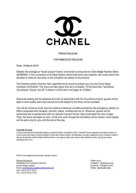 boy chanel press release|chanel financial statements.